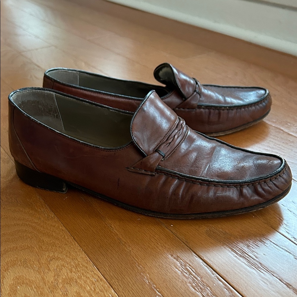 Bally Cognac Leather Penny Loafers